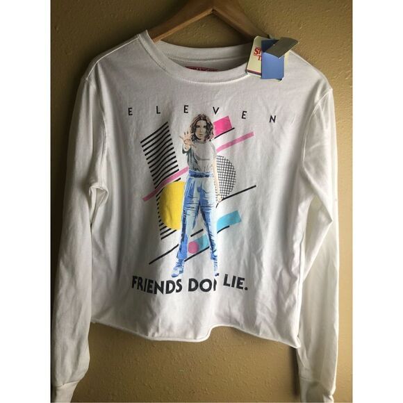 Strange Things Netflix Long Sleeve Crop Tee Eleven size M New With The Tag - Picture 1 of 12